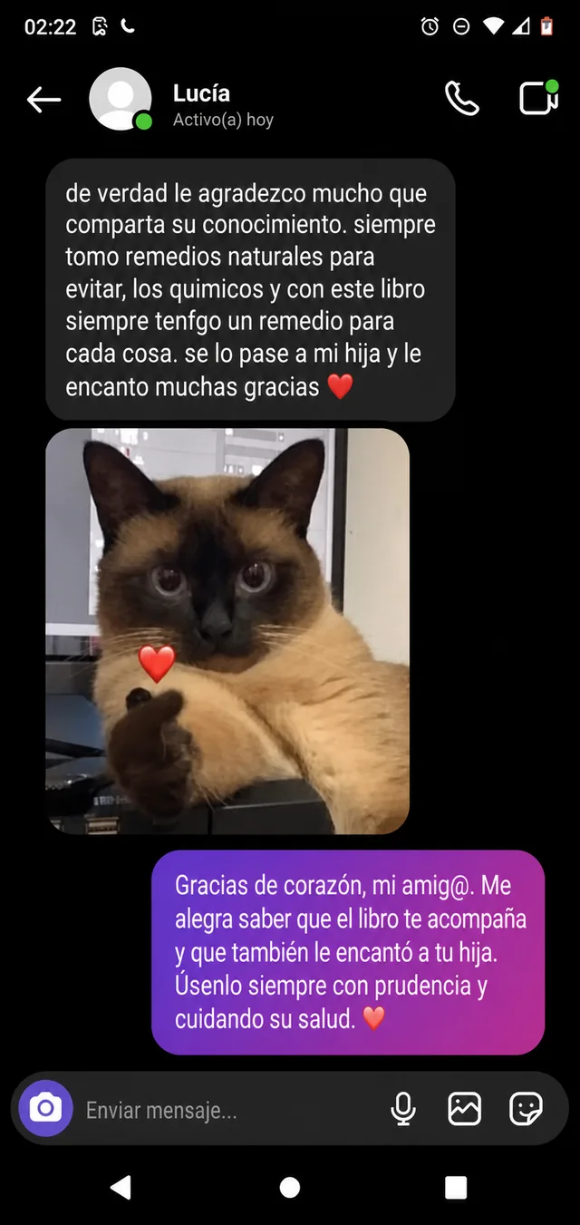 Captura real de conversación con Lucía