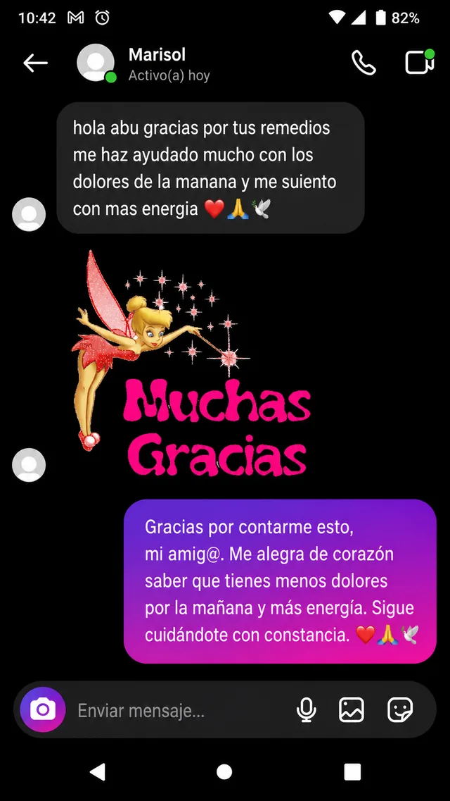Captura real de conversación con Marisol