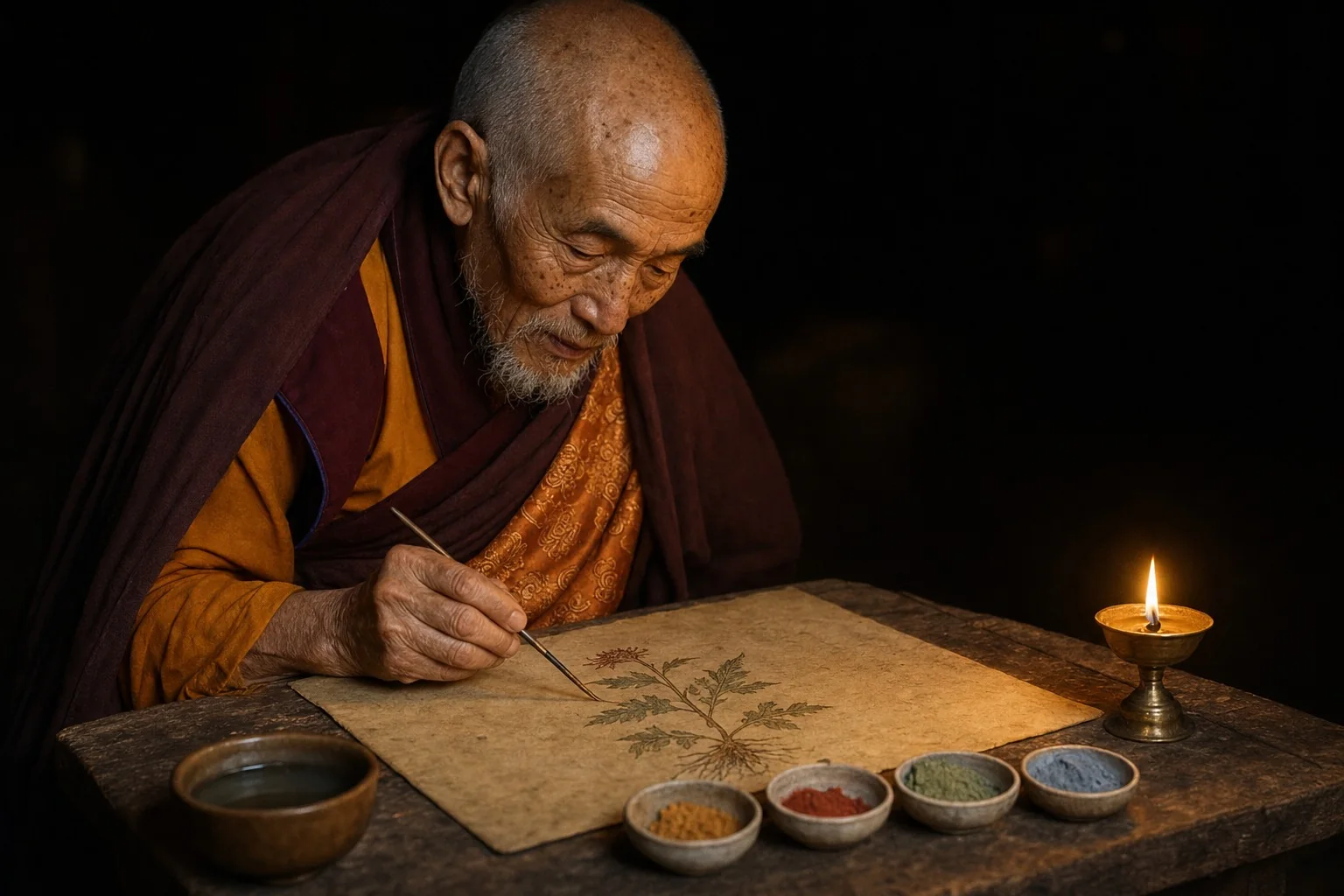 El Abu pintando una lámina