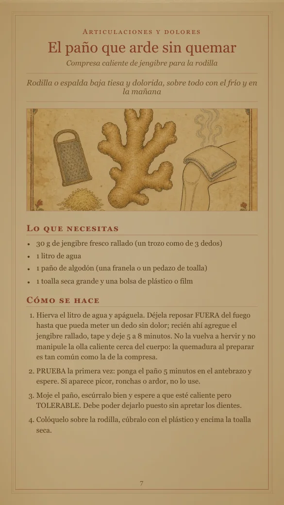 Página real de la compresa de jengibre